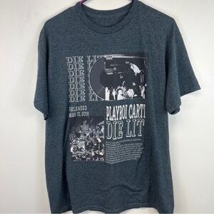 Playboi Carti Die Lit Tour Tshirt Band Tee Rap Hip Hop Punk Rock Gray Adult Lrg